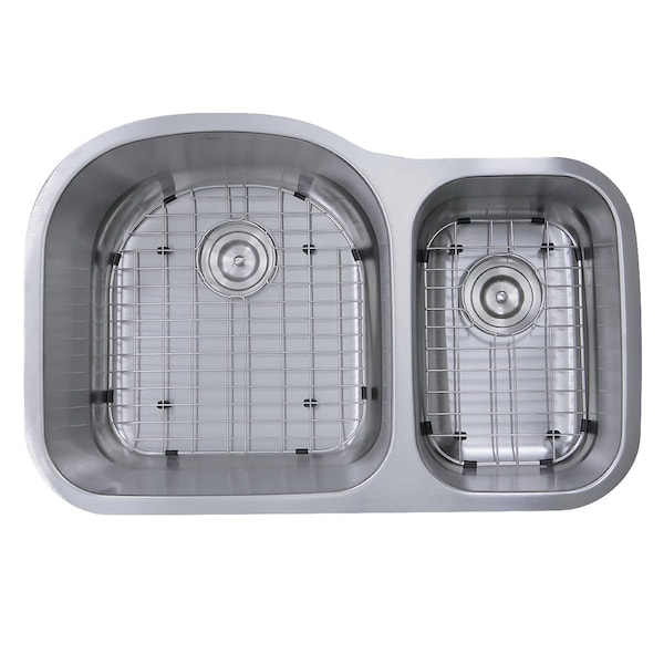 Nantucket Sinks 31.5 Inch 70/30 Double bowl Undermount Stainless Steel Kitchen Sink, 16 Gauge NS3121-16 - main